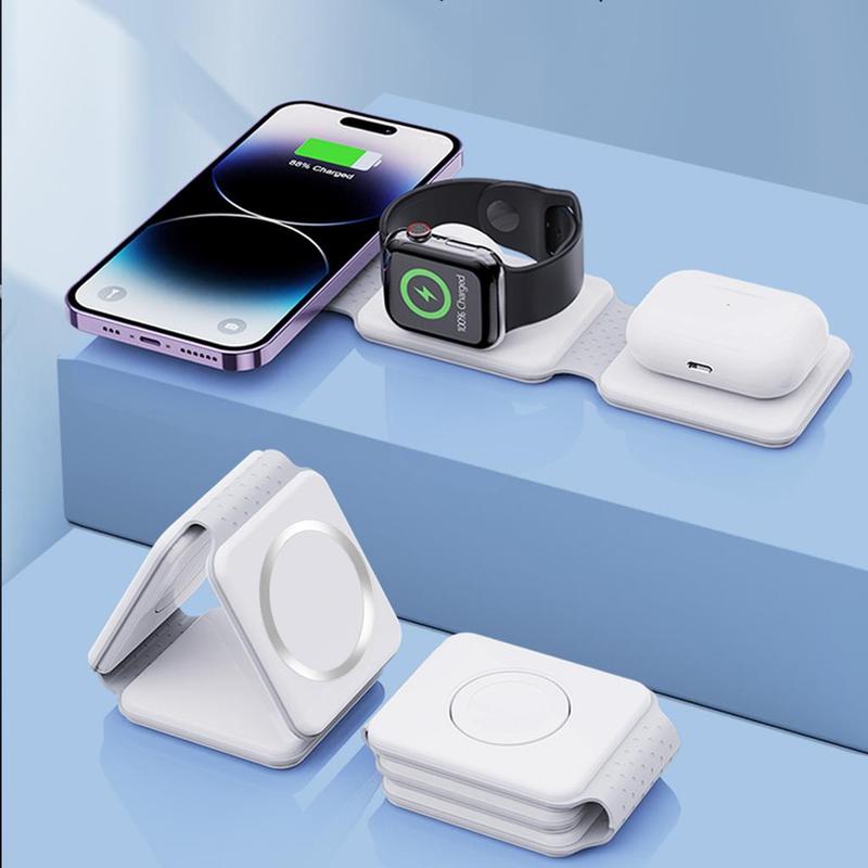 3-in-1 Magnetic Wireless Charger, Foldable Fast Charging Charger, Charger for iPhone 14 Pro Max Mini & iWatch & AirPods Pro 3 2