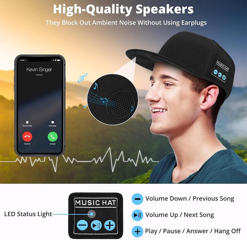 1 Piece Wireless Headphone Cap, Outdoor Hat, Sports Bluetooth-compatible Audio Earphones Hat for Outdoor Running Cycling Climbing, Back to School, Smart Headphone Hat for Women & Men, Gym Accessories Electronic Earbud Headset