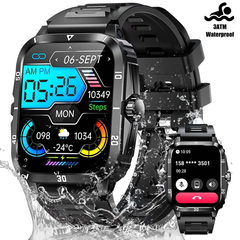 EIGIIS KT71 Multifunctional Smart Watch for Men, 1.96 Inch Full Touch Screen Smart Watch, 3ATM Waterproof Sports Watch with 100+ Sports Modes, Wearable Device Compatible with iPhone Android