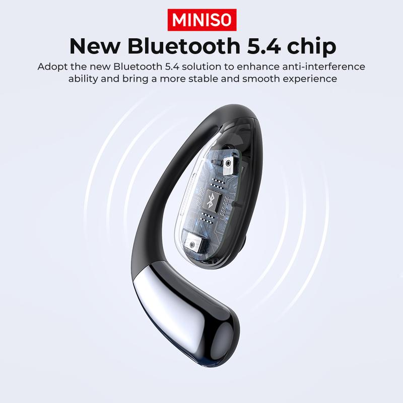 MINISO MS182 AI Headphones OWS Translation Wireless Bluetooth Earbuds HIFI Sound Quality Support 31 Languages Real Time Bluetooth Translation Earphones Support Playing Music Phone Calls Headphones Full Color Display Touch Screen Built-in Microphone