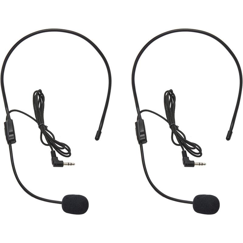 2 Sets of Headworn Microphones, Flexible Wired Boom, 3.5mm Black Interface, Suitable for Teachers, Speakers, Dancers, Presenters, Singers, Coaches, Elderly People, etc.