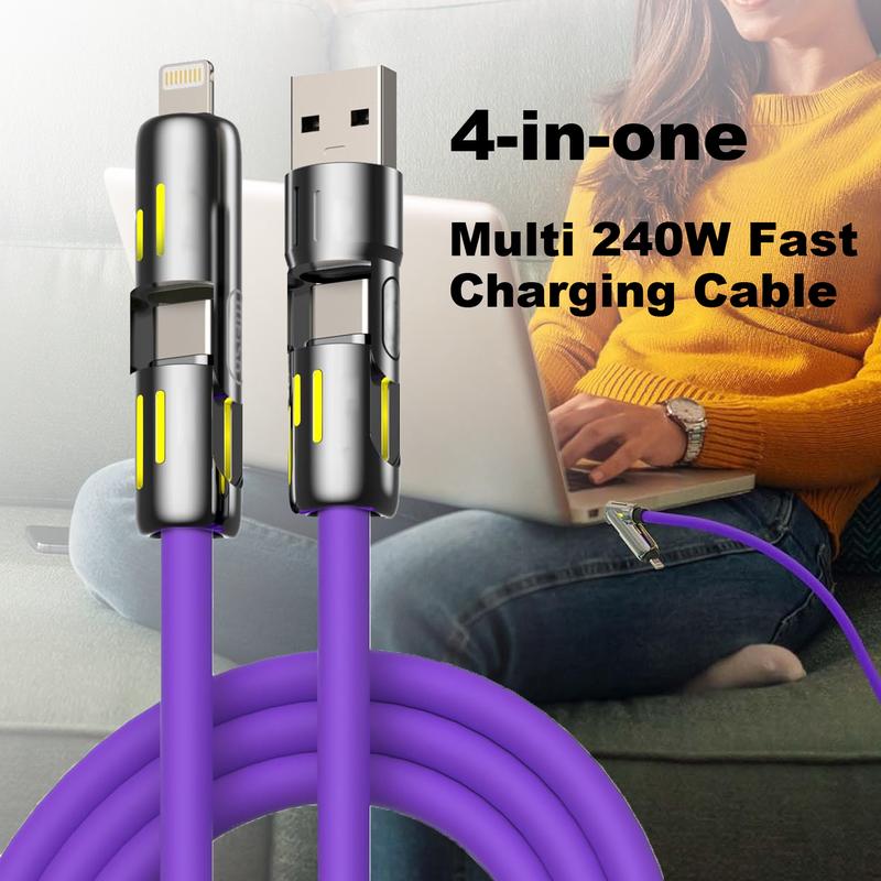 multi-charging cable 4-in-1 USB Fast Charging Cable – 240W Power for Most Phones & Laptops, One Cable for All Your Charging Needs