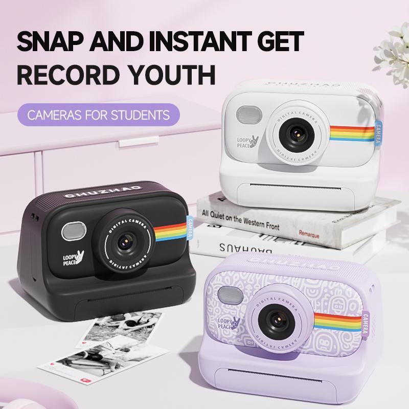 Children's camera，Inkless instant print camera 1080p, digital camera, with 8G memory card, compact portable camera for kids, teenagers, and beginners, Christmas birthday gift Durable Charging Adjustable  Chargeable Sd point and