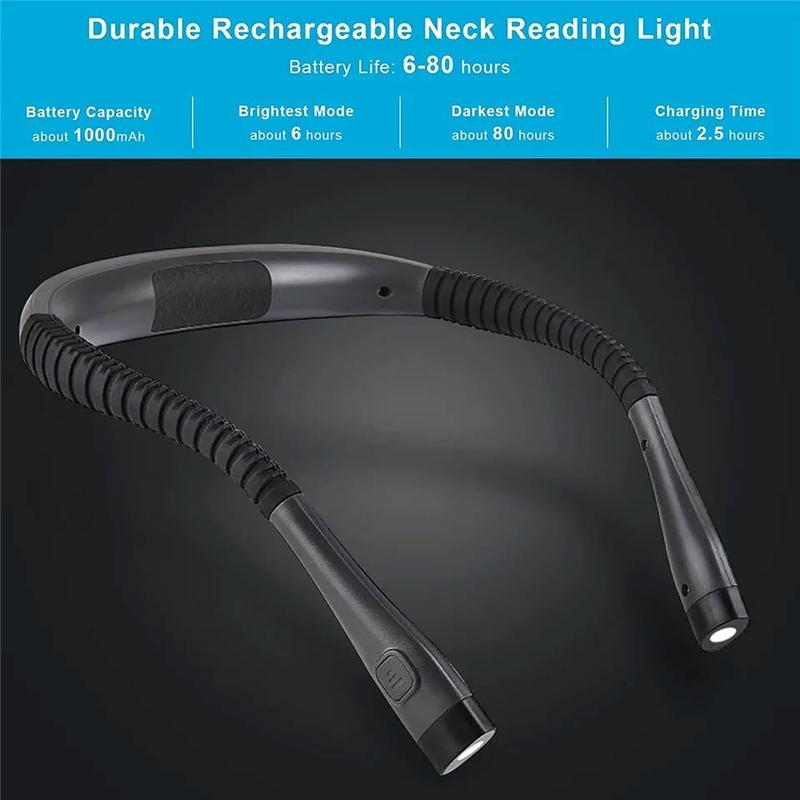 LED Reading Book Light w Clip Flexible USB Rechargeable Bed Travel Desk Laptop Mobile Rubber