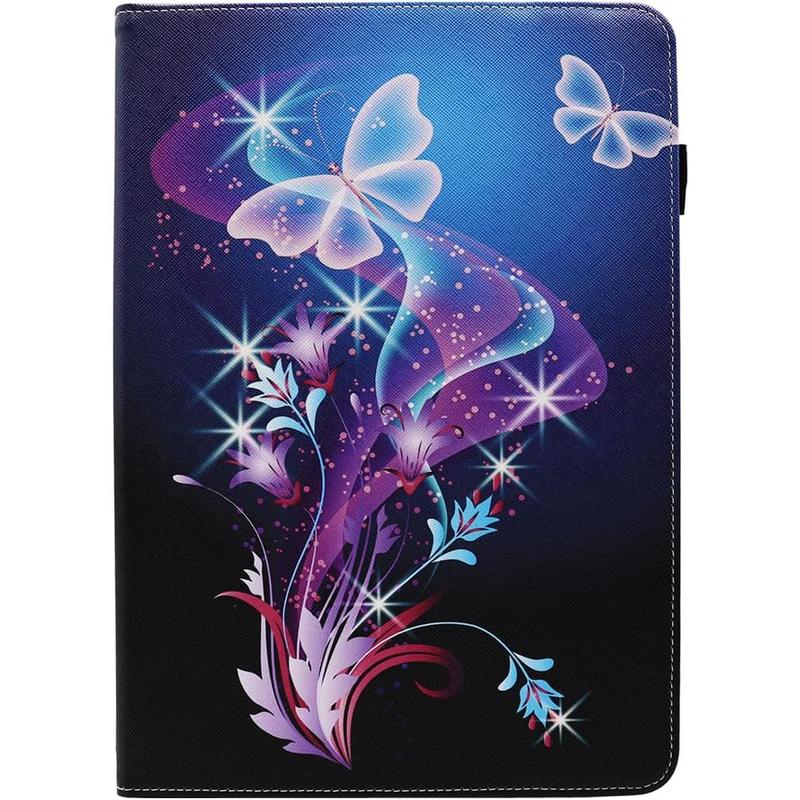 Universal 10 10.1 Inch Android Tablet Case, Dluggs 360 Degree Rotating Multi-Angle Viewing Stand Universal Case Cover for 10 10.1 and All 9.5-10.5 Inch Tablet, Shiny Butterfly