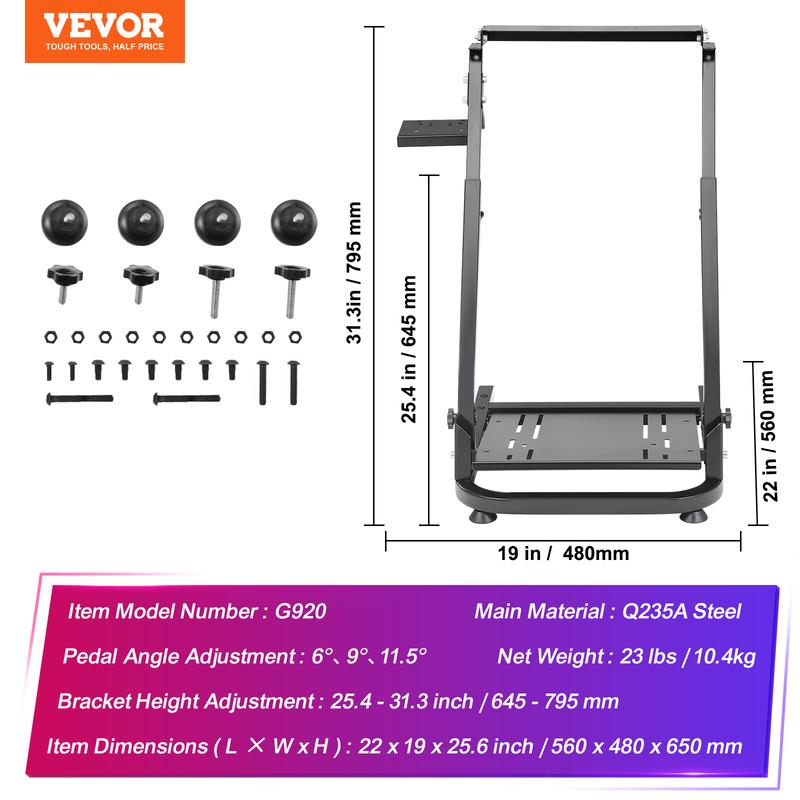 VEVOR G920 Racing Steering Wheel Stand Shifter Mount fit for G27 G25 G29 Gaming Wheel Stand Wheel Pedals NOT Included Racing Wheel Stand Accessories Adjustable