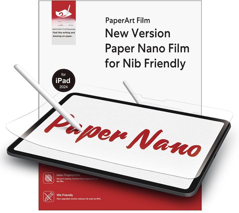 2 Pack  Paper Nano Screen Protector Compatible with iPad Pro 11 Inch 2024 (M4), Matte PET Film for Paper Art Writing, Nib Friendly, Anti-Glare, Easy Installation, Nano-Texture