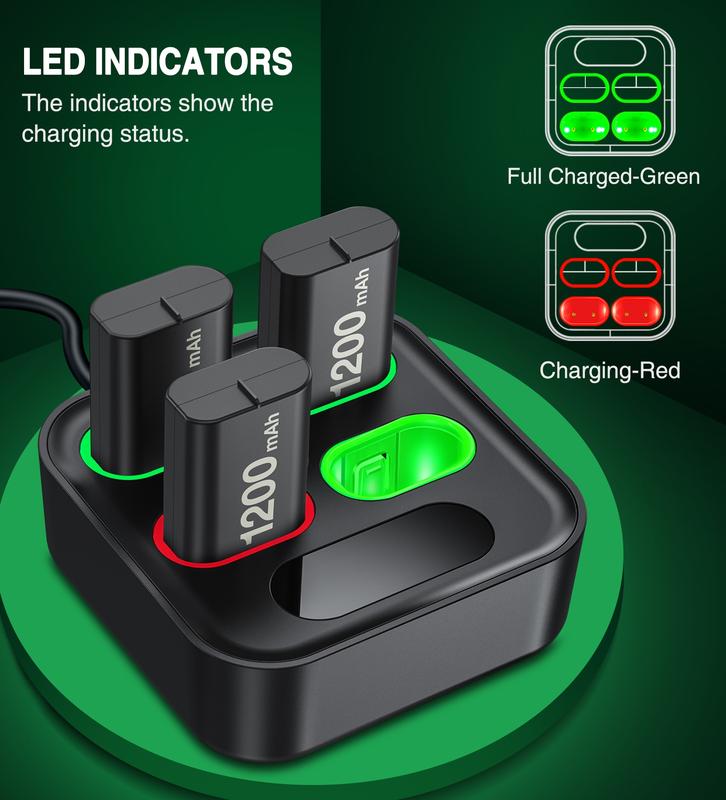 Charger For Xbox One Controller Battery Pack With 4x1200mAh USB Rechargeable For Xbox Series X|S Xbox One S X Elite Controllers Xbox Accessories