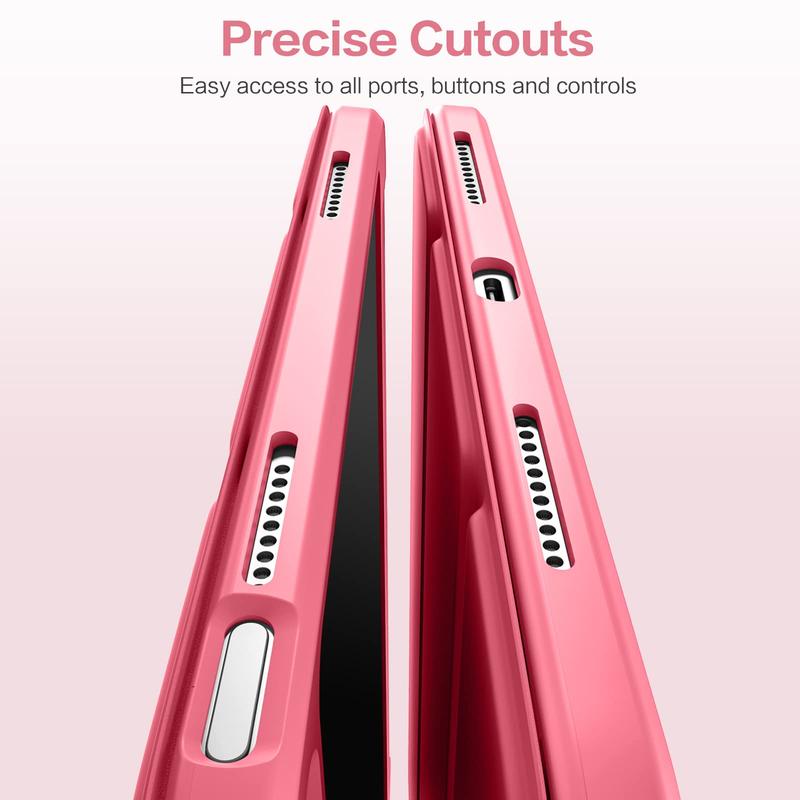 Case Compatible with iPad 10th Generation 2022 10.9 Inch with Pencil Holder, Slim Protective Cover with Clear Back Shell for iPad 10th Gen A2696 A2757 A2777, Auto Wake Sleep, Watermelon Pink