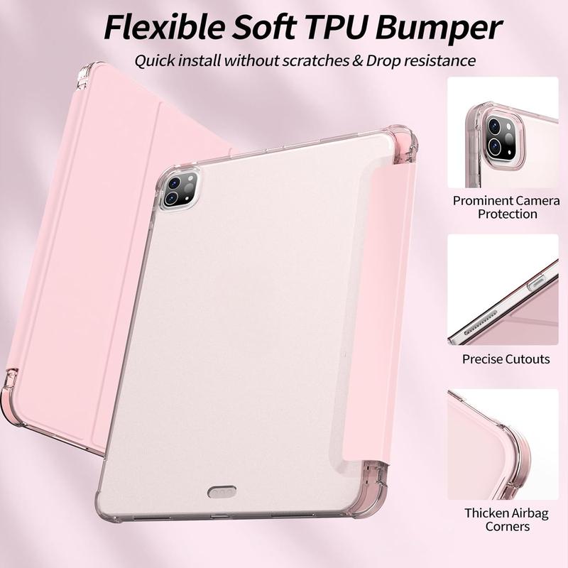 iPad Pro 11 Inch Case 4th 3rd 2nd Generation 2022 2021 2020 Support 2nd Pencil Charge Auto Wake Sleep Hard Frosted Back Cover (Pink) Accessories Computer