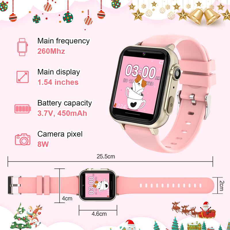 CJCmall Smartwatch Gift for Girls – Pink HD Touch Screen, 30+ Games, 140 Learning Cards, Camera, Music, & Pedometer – Perfect Fun & Educational Birthday Gift smart watches Multifunctional Smartwatch