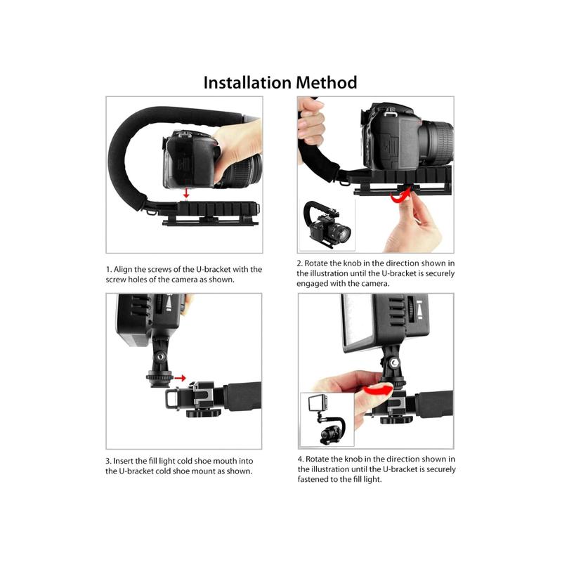 PULUZ U C Shape Portable Handheld DV Bracket Stabilizer for All SLR Cameras and Home DV Camera Accessories Smartphone