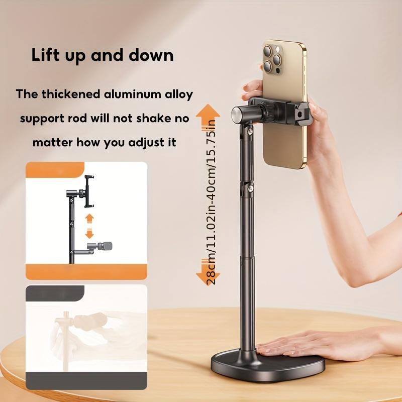 Mobile Phone Stand Live Broadcast Overhead Adjustable Lifting Telescopic Stand Selfie Support Stand Rotating Aluminum Alloy Smartphone Waterproof