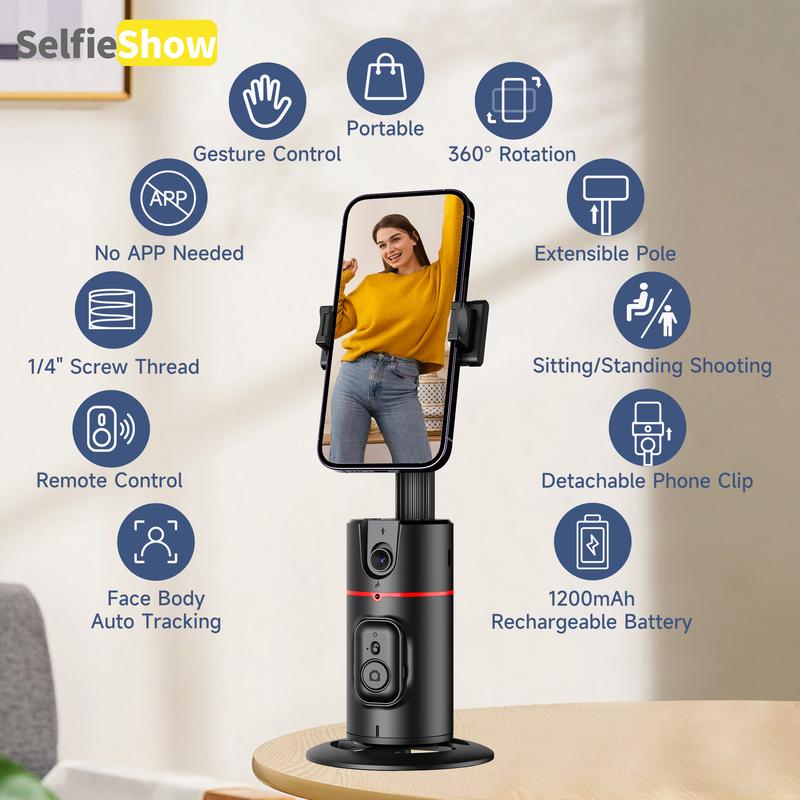  Mobile Phone Follow Camera Pan Tilt Desktop Live Panoramic Follow Camera Stand AI Face Recognition 360 °  Smartphone phone holder Adjustable Automatic