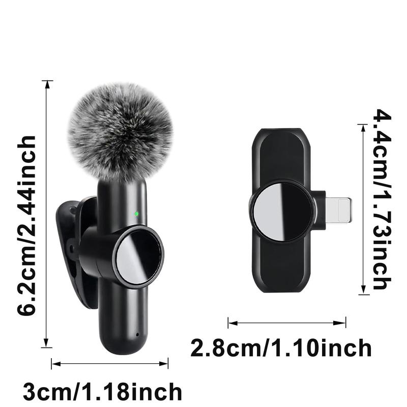 Wireless Lavalier Microphone, Professional Lapel Mic for iPhone, Android Phone, Camera, Portable Noise Cancelling Mic for Vlog, Interview