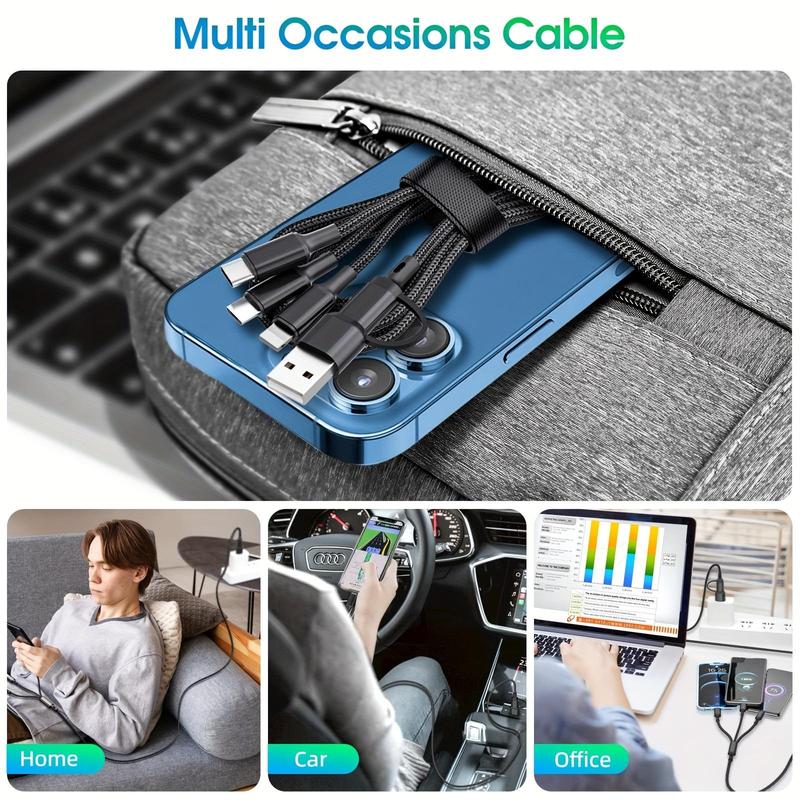 USB 5 In 1 A C to L C M Fast Charging Cable, 3.94ft 120cm 47.24inch Durable Charging Cable, Multifunctional Charger Cable for Home Car Office Use