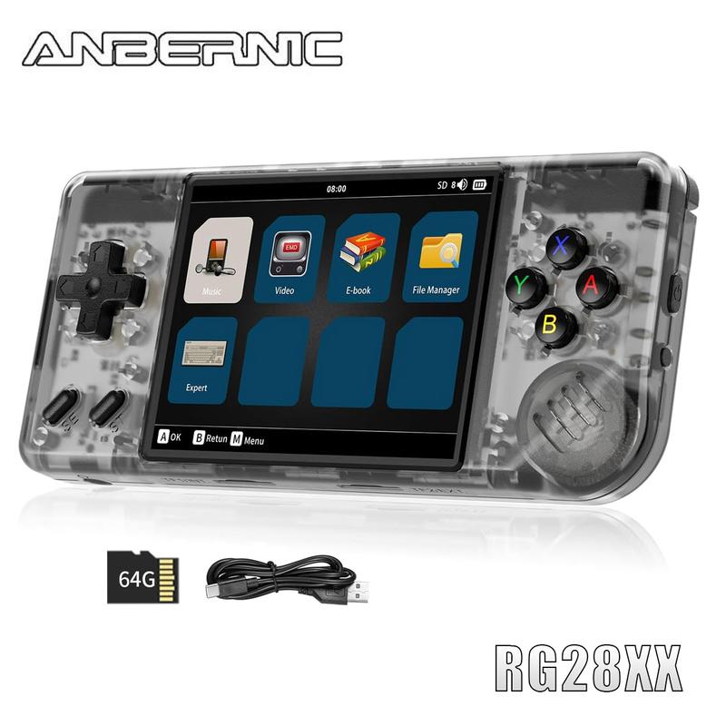 ANBERNIC RG28XX Handheld Game Console 2.83 inch 640*480 IPS Screen Linux System 3100mAh Video Retro Player Support HD-M-I Output TV 2.4G Wireless Wired Controller Supports Music Video Player Transparent Protection