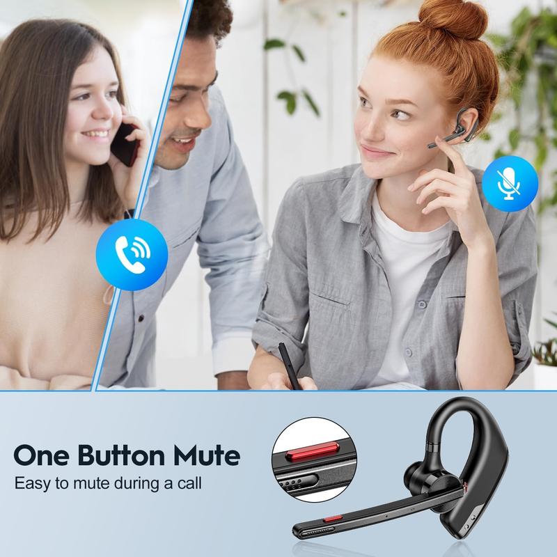 New Bee Driver Bluetooth Headset: Dual microphone noise reduction and V5.2 connectivity, enjoy 80 hours of playback time, 500mAh charging box - suitable for office and driving, as well as truck drivers