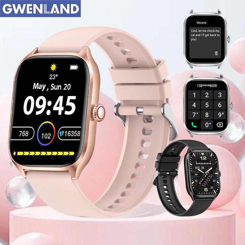 Gwenland Smartwatch For Men Women 2.01 inch Full Touch Screen Call Fitness Tracker With Pedometer Distance Exercise Modes Devices Wearable Smartphone