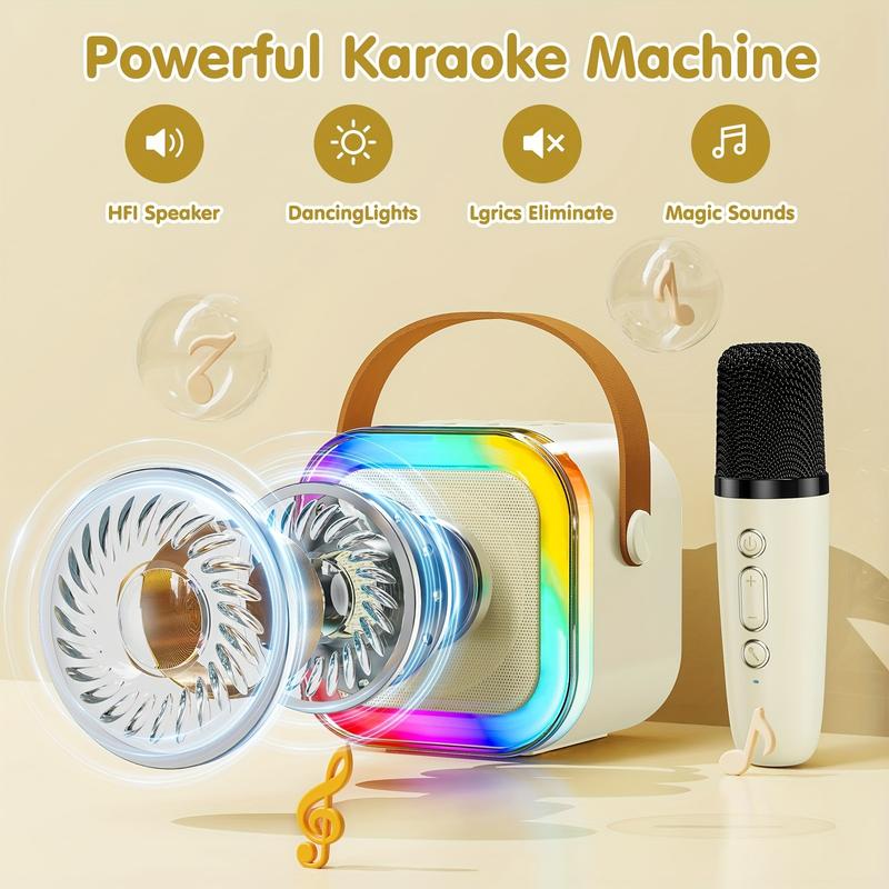 Portable wireless karaoke speaker with microphone, HIF stereo subwoofer, KTV speaker with RGB ColOrfuI LED subwoofer, karaoke machine sound system for Qutdoor sports travel, audio equipment, room accessories