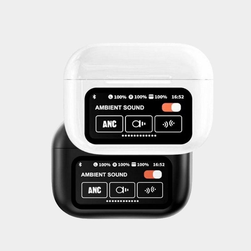 Wireless Earbuds, Visible Touch Screen Control, Environmental Noise Cancelling, Bluetooth 5.0, ANC, ENC, Hands-Free Calling, White