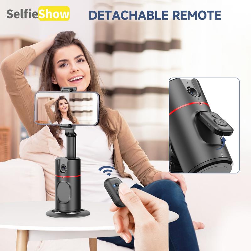  Mobile Phone Follow Camera Pan Tilt Desktop Live Panoramic Follow Camera Stand AI Face Recognition 360 °  Smartphone phone holder Adjustable Automatic