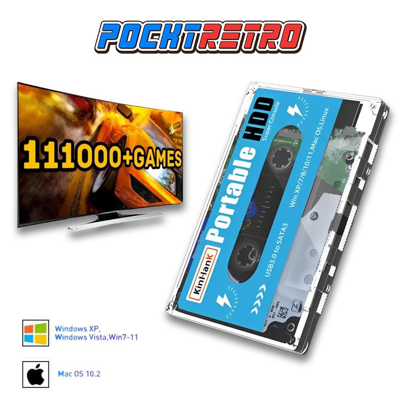 Retro Gaming Cassette | Supports 110,000+ Games | Plug and Play 500 GB Gaming HDD | Video Games playstation games