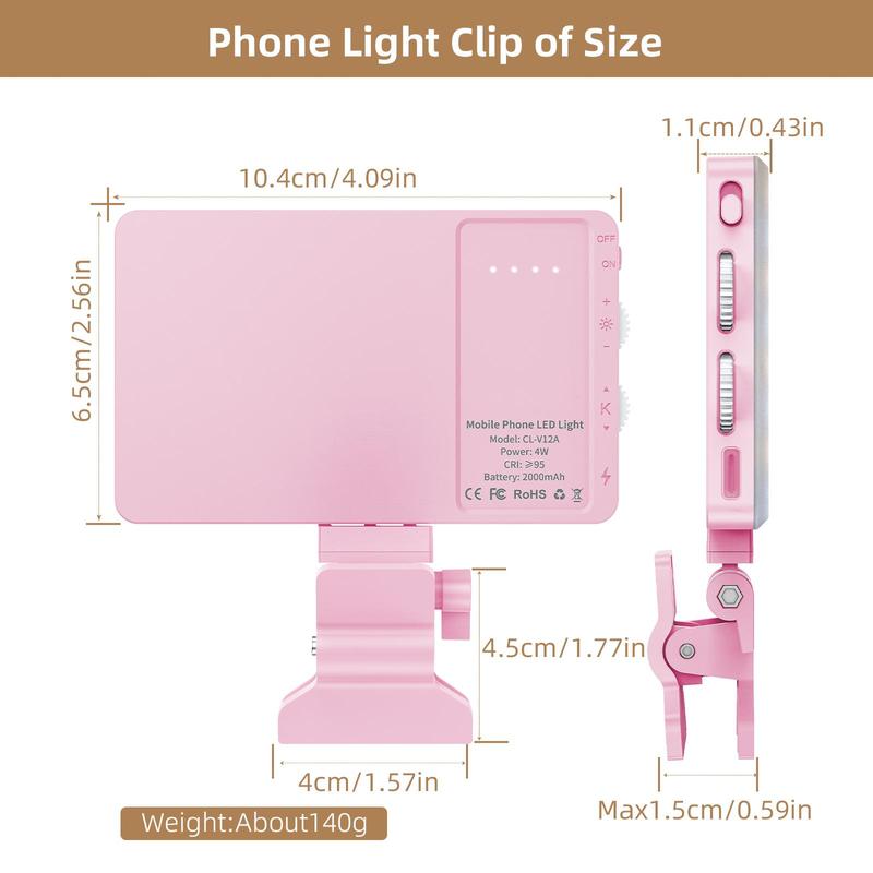 Portable LED Smartphone Fill Light, 1 Set Rechargeable LED Selfie Light with Front Clip, LED Video Light with 3 Light Modes, LED Light, Professional Camera Accessories, Cellphone Accessories, Selfie Lamp