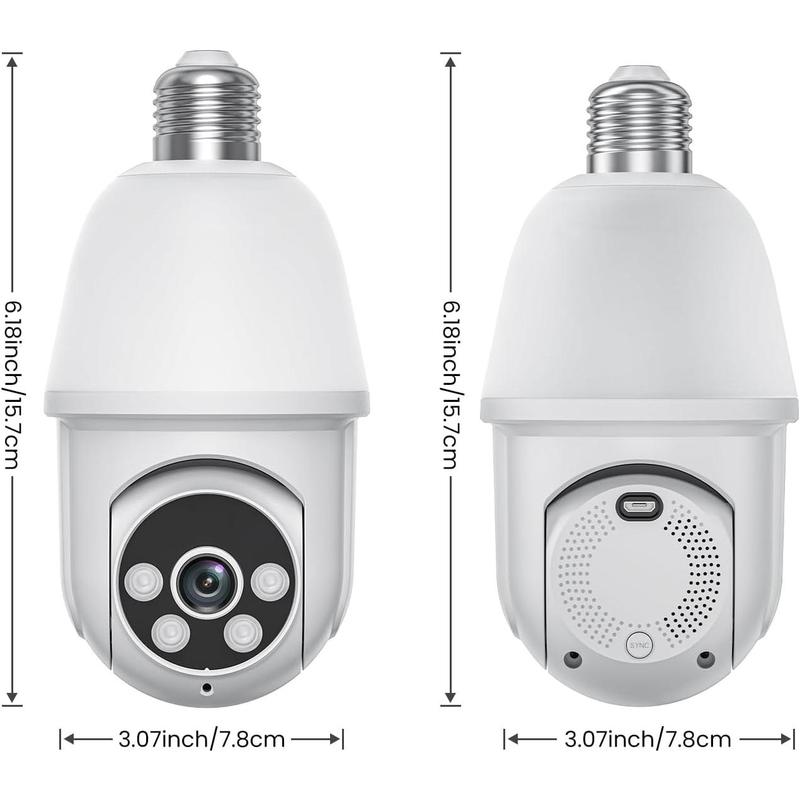 1080P Light Bulb Security Camera with Motion-Activated LED Lights, 2.4GHz WiFi, Motion Detection and Alarm, Two-Way Talk, Color Night Vision, Human Detection for Indoor Outdoor Home Security