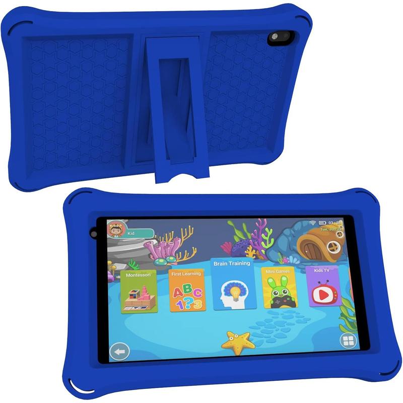 7 Inch  Tablet, Android  Tablet, 32GB ROM+4GB RAM, Quad-core Processor, IPS HD Eye-Care Touchscreen, Dual Camera Tablets PC with  Case Blue