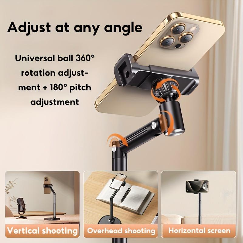 Mobile Phone Stand Live Broadcast Overhead Adjustable Lifting Telescopic Stand Selfie Support Stand Rotating Aluminum Alloy Smartphone Waterproof