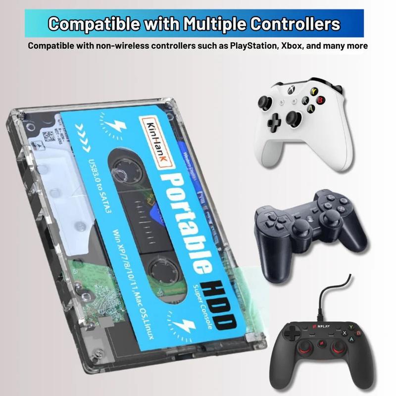 Retro Gaming Cassette | Supports 110,000+ Games | Plug and Play 500 GB Gaming HDD | Video Games playstation games