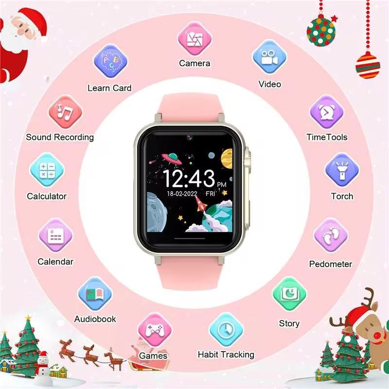 CJCmall Smartwatch Gift for Girls – Pink HD Touch Screen, 30+ Games, 140 Learning Cards, Camera, Music, & Pedometer – Perfect Fun & Educational Birthday Gift smart watches Multifunctional Smartwatch