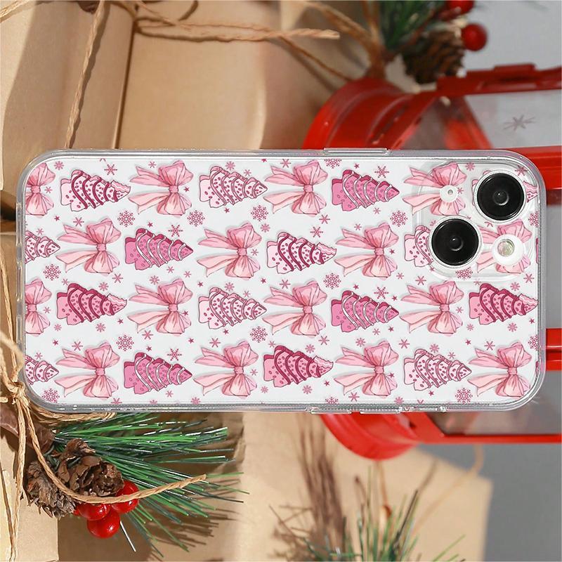 Cute Christmas Tree & Bowknot Pattern Phone Case, 1 Count Decorative Phone Protector Cover, Phone Accessories for iPhone 11 12 13 14 15 16 Series