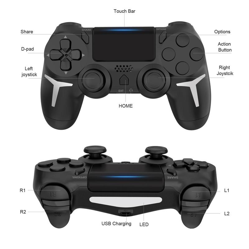 GAMINJA Wireless Controller, Dual Vibration Game Controller, 6-Axis Gyro Sensor Gamepad Compatible with PS4 PS4 Slim PS4 Pro PC, Gaming Accessories