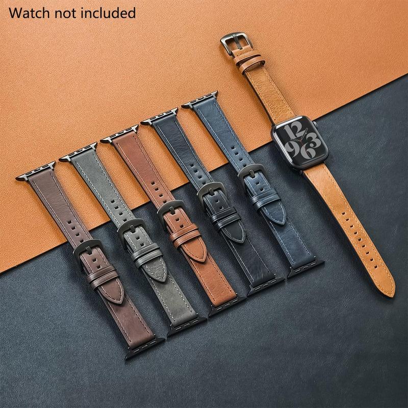 Faux Leather Watch Band (Band Only), 1 Count Replacement Watch Band for Apple Watch Series 9 8 7 6 5 4 3 2, Smart Watch Accessories for Women & Men