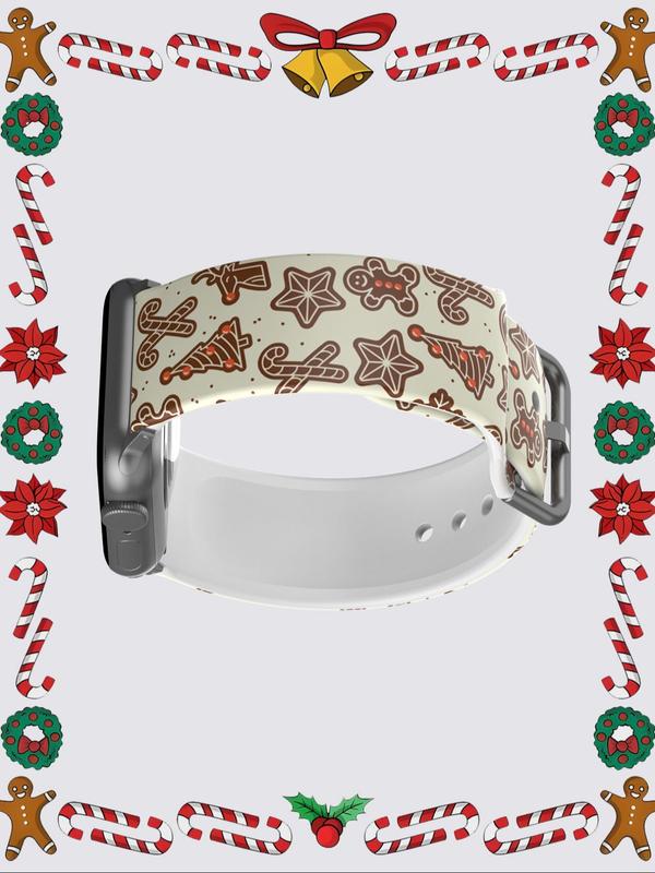 Christmas Themed Watch Band, Cute Gingerbread Man Pattern Watch Band for Apple Watch Ultra Series SE 9 8 7 6 5 4 3 2 1, Smart Watch Accessories