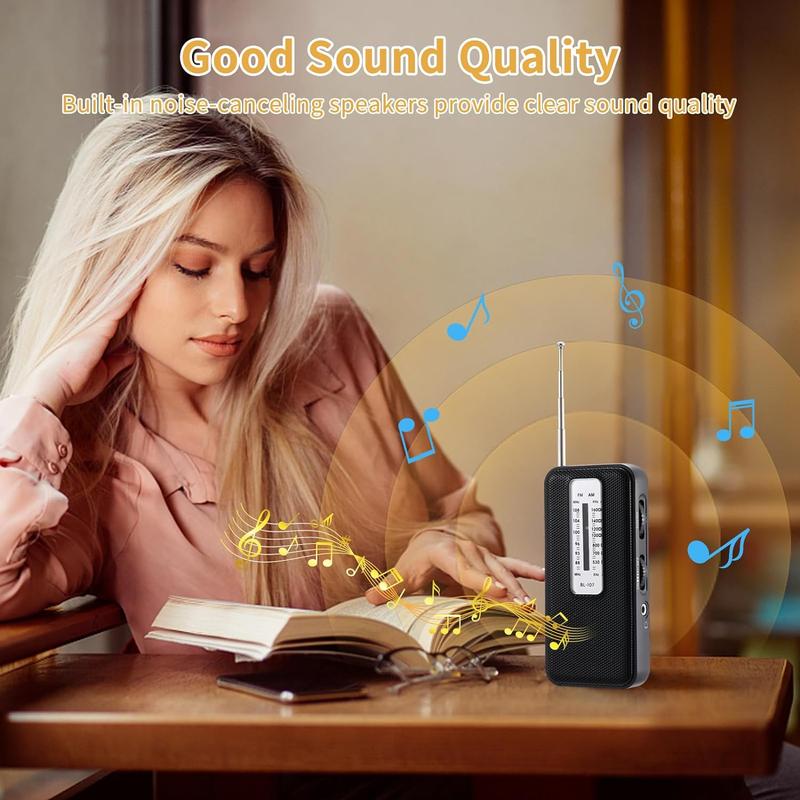 Pocket AM FM Radio with Best Reception, Mini Battery Operated Walkman Radio Portable, Includes Headphones, Operated by 2 AAA Batteries for Walking and Jogging