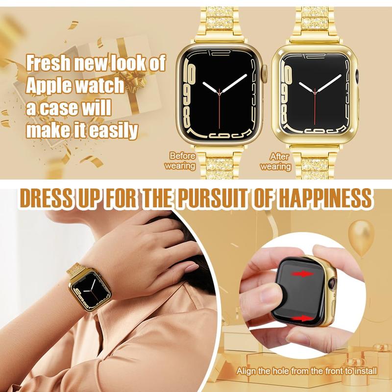 Gold TPU Watch Case - Anti-Scratch Lightweight Cover for Apple Watch Series 8 7 6 SE 5 4 3 2 1 - Soft Flexible Environmental Protection