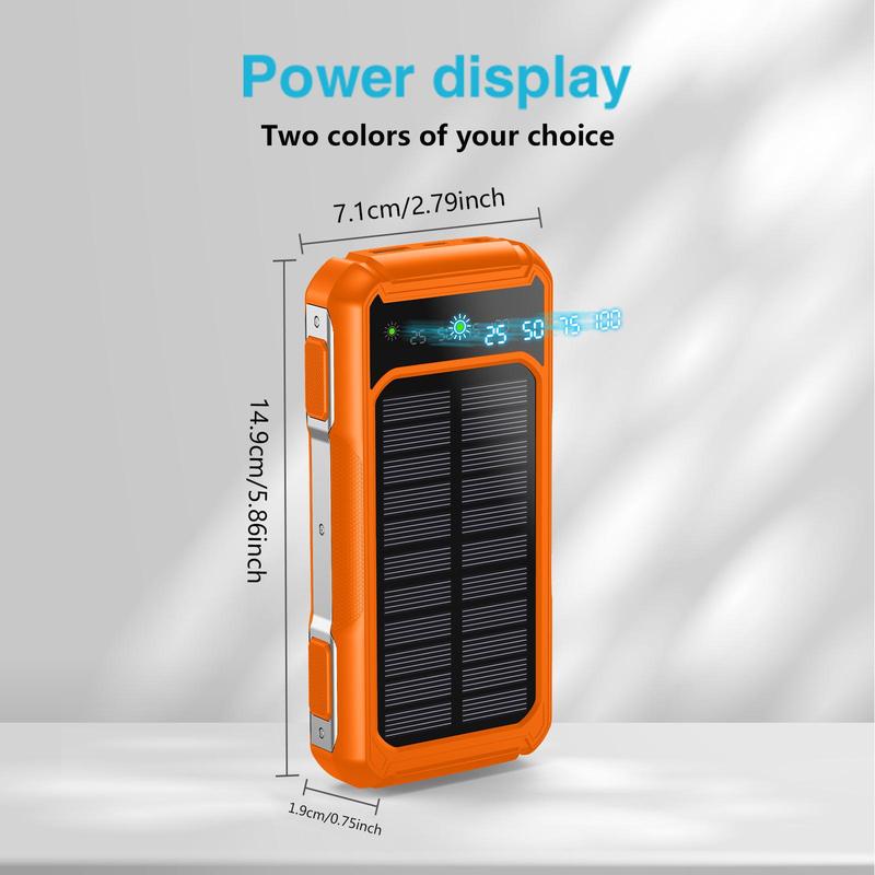 Solar Powered Portable Phone Charger Power Bank, 1 Count 15000mAh Solar Charger with USB C Input, Solar Power Bank, Portable Phone Charger for iPhone Samsung Google