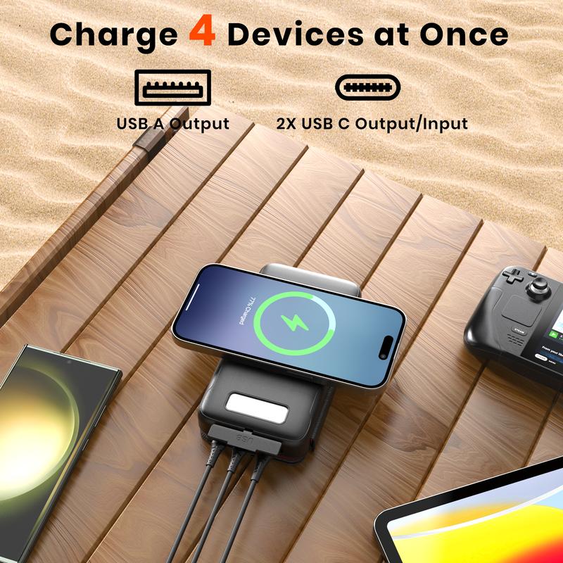 Christmas Gifts - Solar Charger Power Bank, 27000mAh Wireless Portable Charger with 4 Solar Panels, 22.5W Fast Charging Battery Pack USB-C in Output PD+QC3.0 Portable Power Bank for All Cell Phones, Best Gifts for Christmas