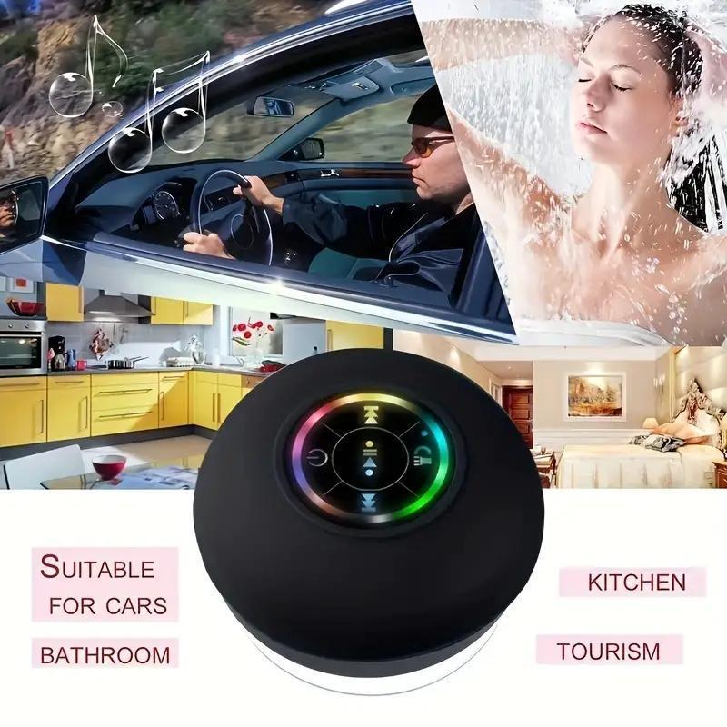 [Free shipping] Mini Wireless Waterproof SHOWER Speaker, Suction Cup USB Rechargeable  Portable Speaker with LED Light, Portable Wireless Bluetooth 5.0-compatible Speaker for Parties, Bathroom, Travel, Home And Outdoors Christmas New Year Gifts