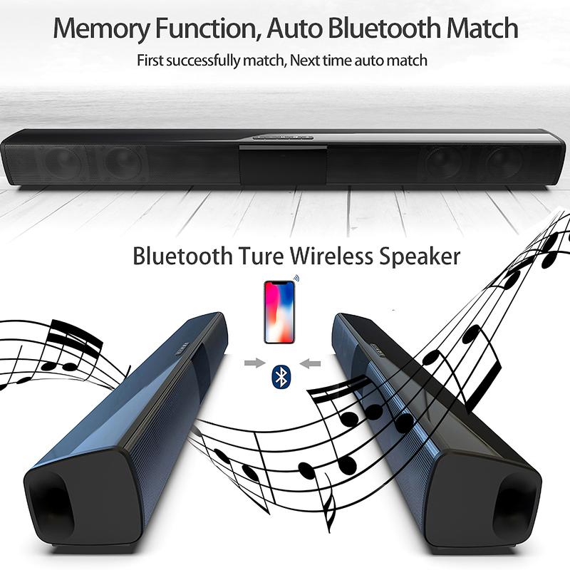 Bluetooth SoundBar Wired Wireless Bass Subwoofer Home Theater with 4pcs 5W Speakers,Remote Control Christmas and New Year Gifts Audio Compact Device Smartphone