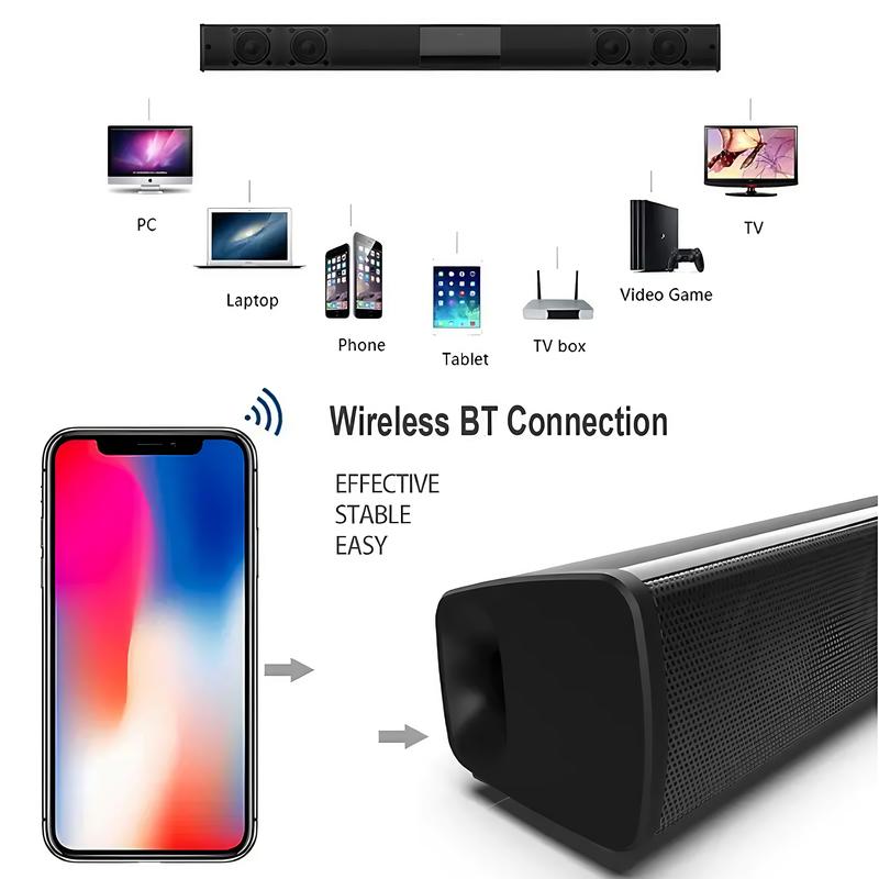 Bluetooth SoundBar Wired Wireless Bass Subwoofer Home Theater with 4pcs 5W Speakers,Remote Control Christmas and New Year Gifts Audio Compact Device Smartphone