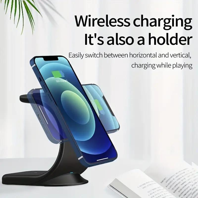 3 in 1 Magnetic Wireless Charger, Multifunctional Wireless Charging Station for Watch Earphones, Phone Holder Bracket, Mobile Phone Accessories