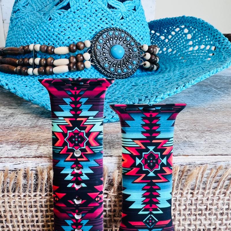 Western Boho-Aztec Print Silicone Band For Apple Watch