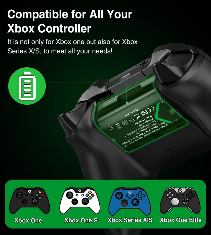 Rechargeable Battery Pack for Xbox One Xbox Series X S, Controller Battery Pack for Xbox Series X|S Xbox One Xbox One S Xbox One X One Elite Controller 5520 mWh Xbox Controller Battery Pack