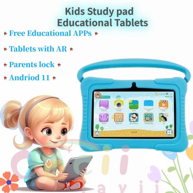 Ceciilavii 7 Inch Android Tablet, Portable Study Pad Tablet, 4G+32G Android Tablet, Eye Protect HD Screen Tablet with 2 Camera for Boys and Girls