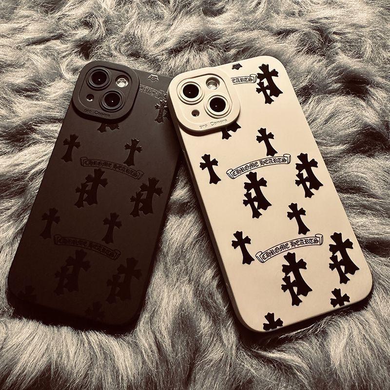 Black cross silicone anti fall all inclusive phone case，iphone11 12 13 14 15pro promax