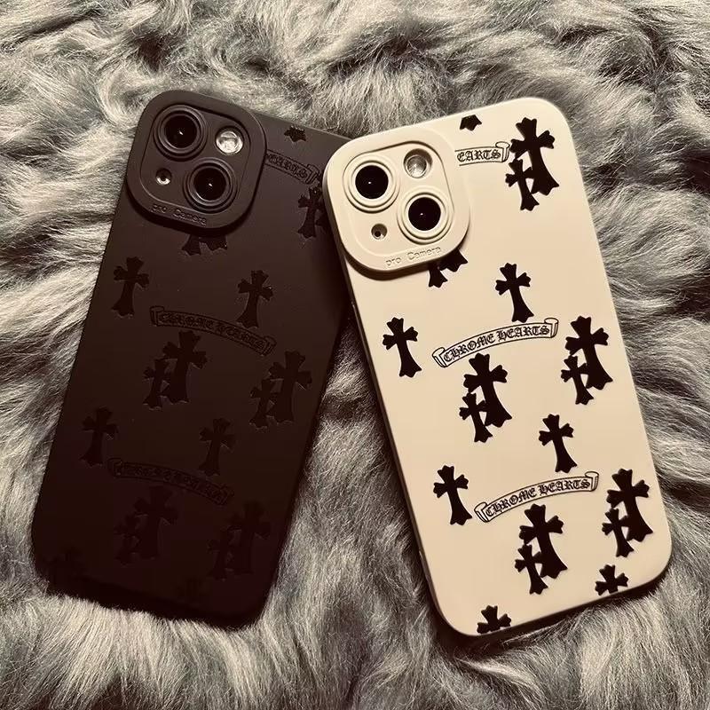 Black cross silicone anti fall all inclusive phone case，iphone11 12 13 14 15pro promax